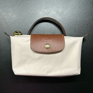 Longchamp Le Pliage Original Pouch With Handle in Paper White